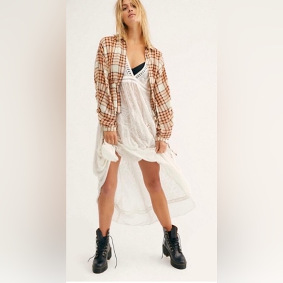 We The Free Peach Tree Combo Plaid Top - Picture 1 of 13